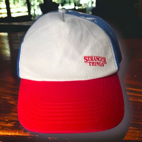 Stranger Things Mesh Snap Back Cap Trucker Hat Red White Blue Netflix Cult Show - Picture 2 of 9